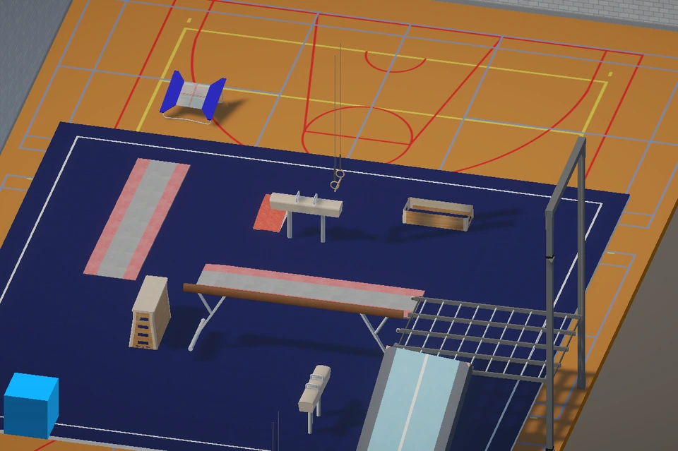 Screenshot uit GymSim, de virtuele gymzaal